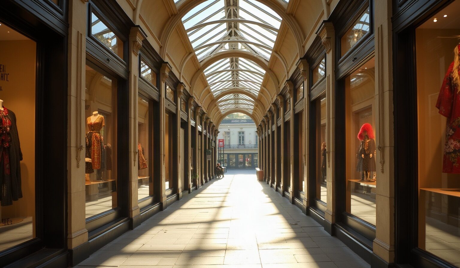 Allée intérieure de la galerie marchande de Destreland le matin